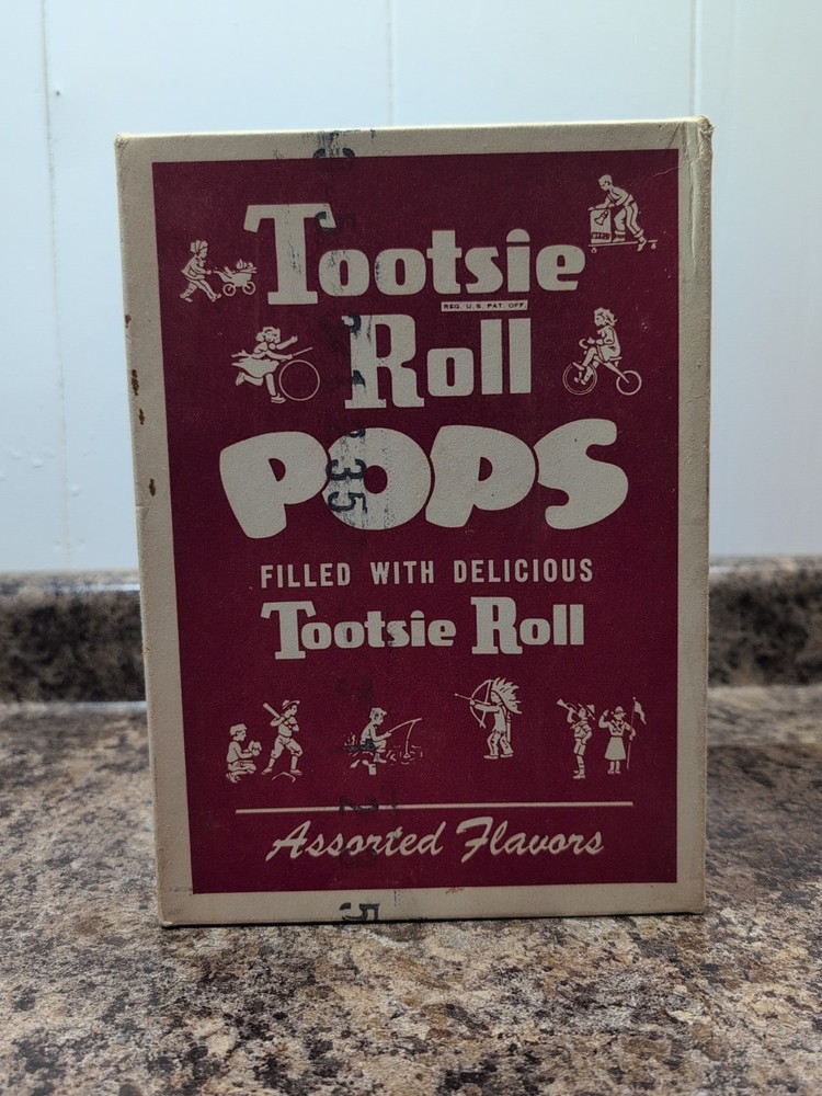 Vtg Tootsie Roll Pops Candy Box Empty
