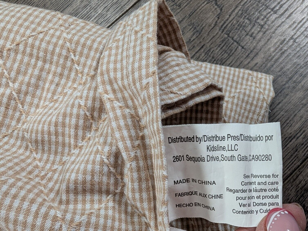 Kidsline Disney Tan Check Thick Fitted Crib Sheet