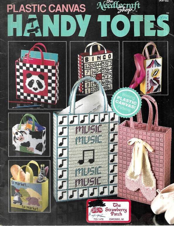 PLASTIC CANVAS HANDY TOTES 7 DESIGNS
