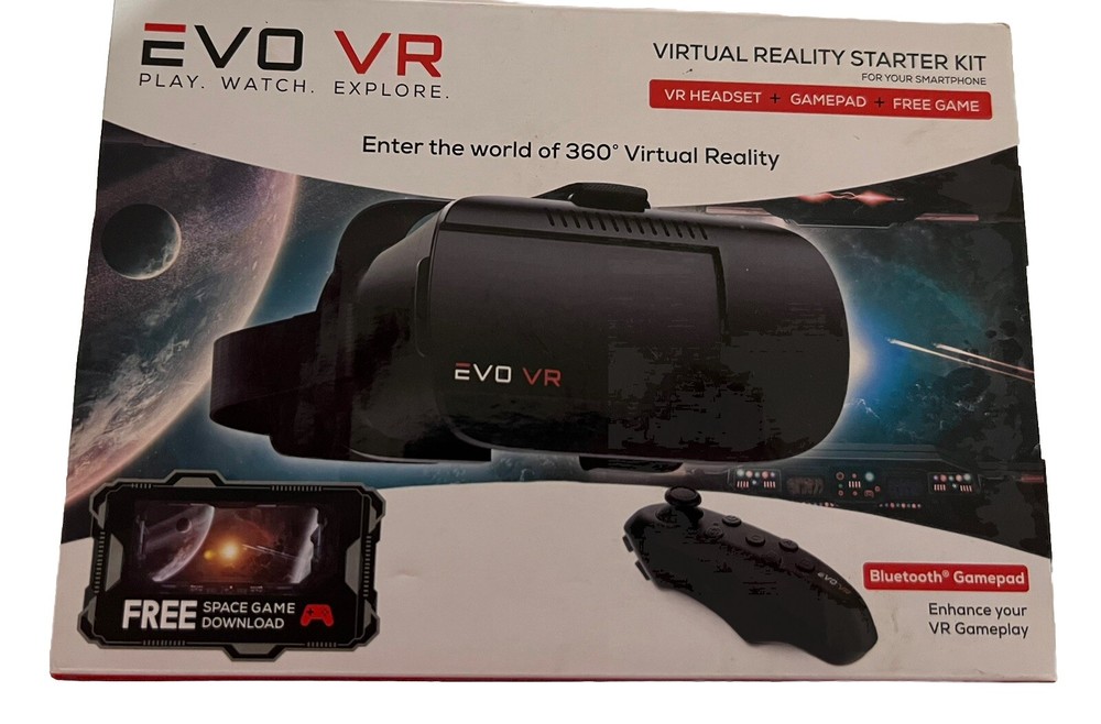 EVO VR Virtual Reality Headset Starter Kit for All Smartphones - IOS & Android