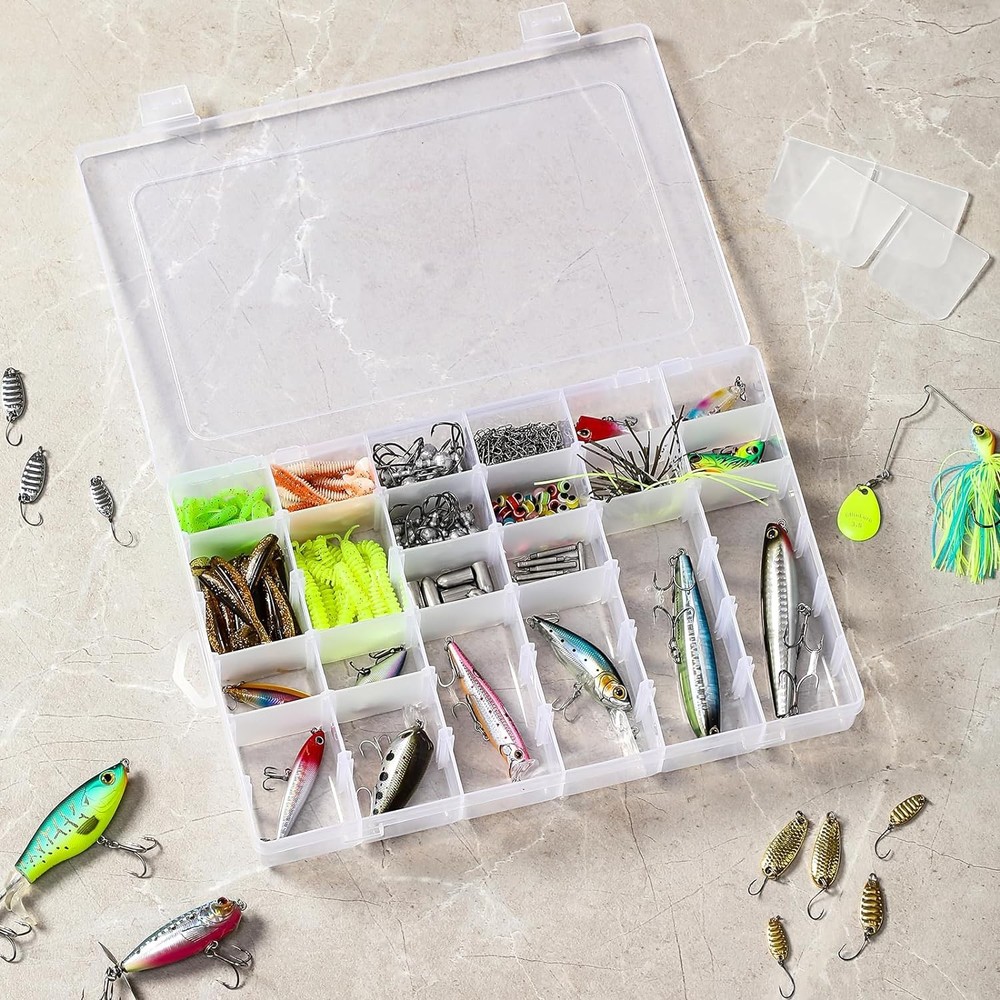 2 Pack 36 Grids Clear Plastic Organizer Box with Adjustable Dividers,