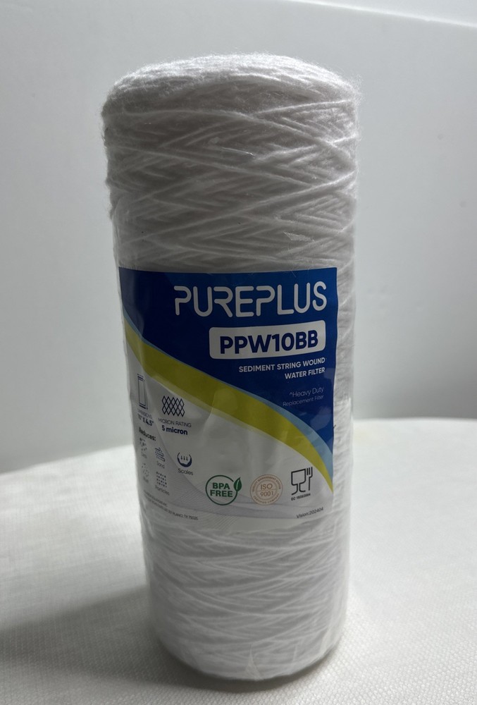 PurePlus PPW10BB 5 Micron Big Blue Sediment String Water Filter 1 NEW 10”x 4.5”