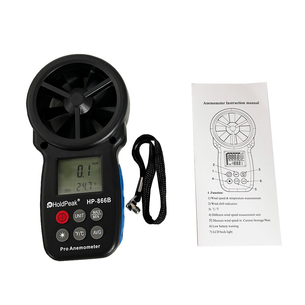 Pro Anemometer Multi-function Temperature Meter Anemometer Range 0.3~30m/s