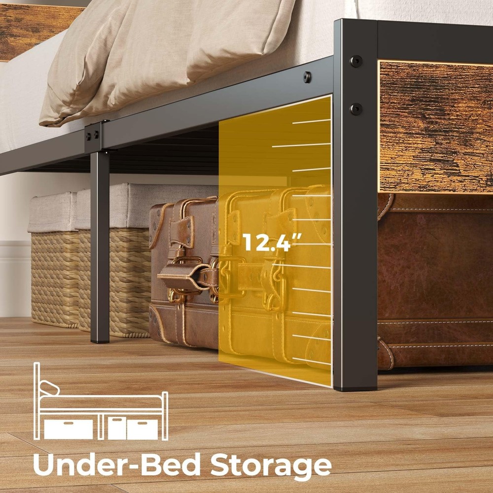 Rolanstar Bed Frame Queen Size with USB Charging Station, LED Bed Frame with ...