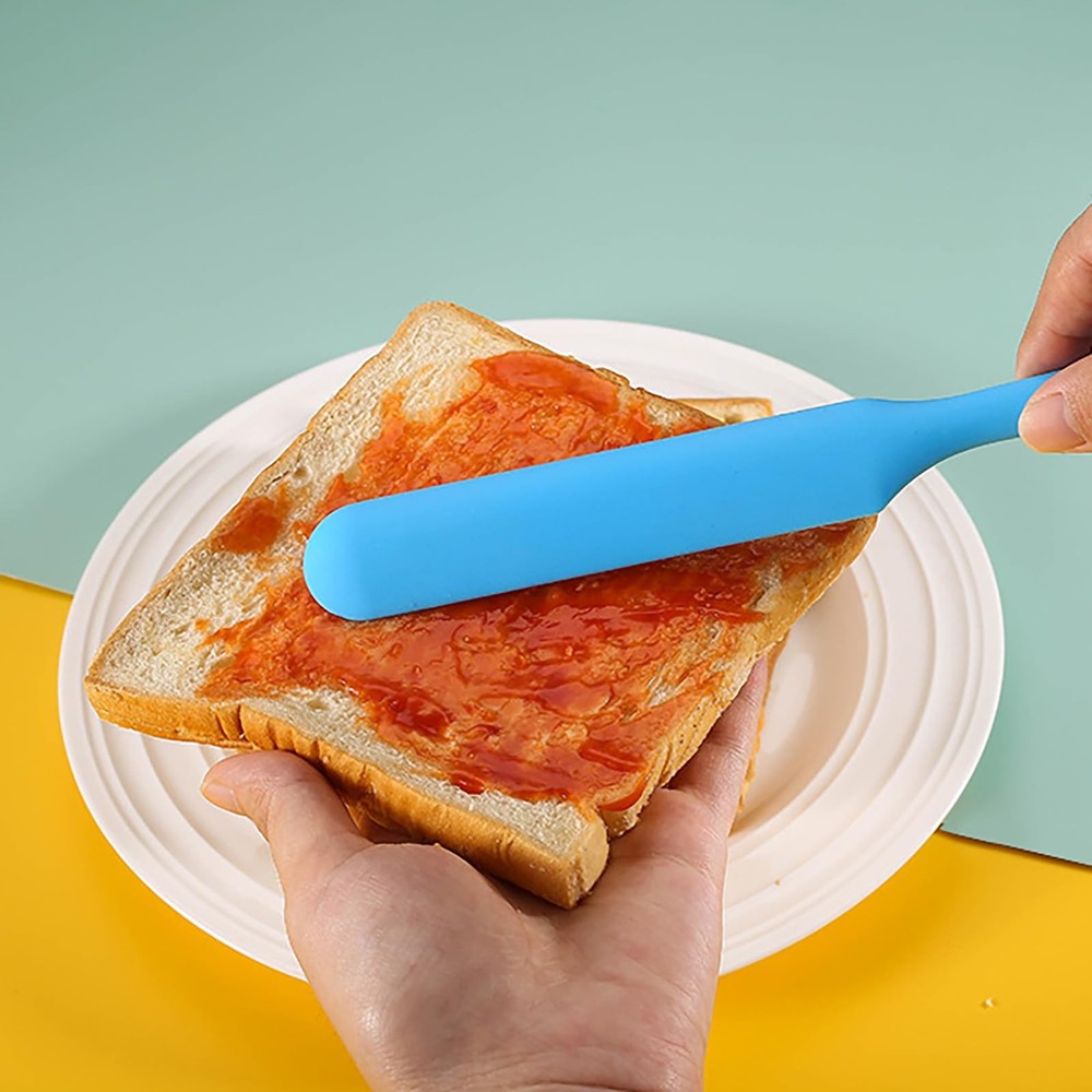 【5 Pack】Silicone Jar Spatula, Long Handle Jar Scraper Spurtle, Sourdough Spat...