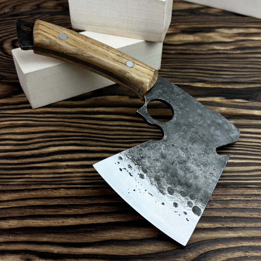 Hand-Forged Chopping Axe with Sheath. Ash Handle Hatchet. Gift for Woodworker.