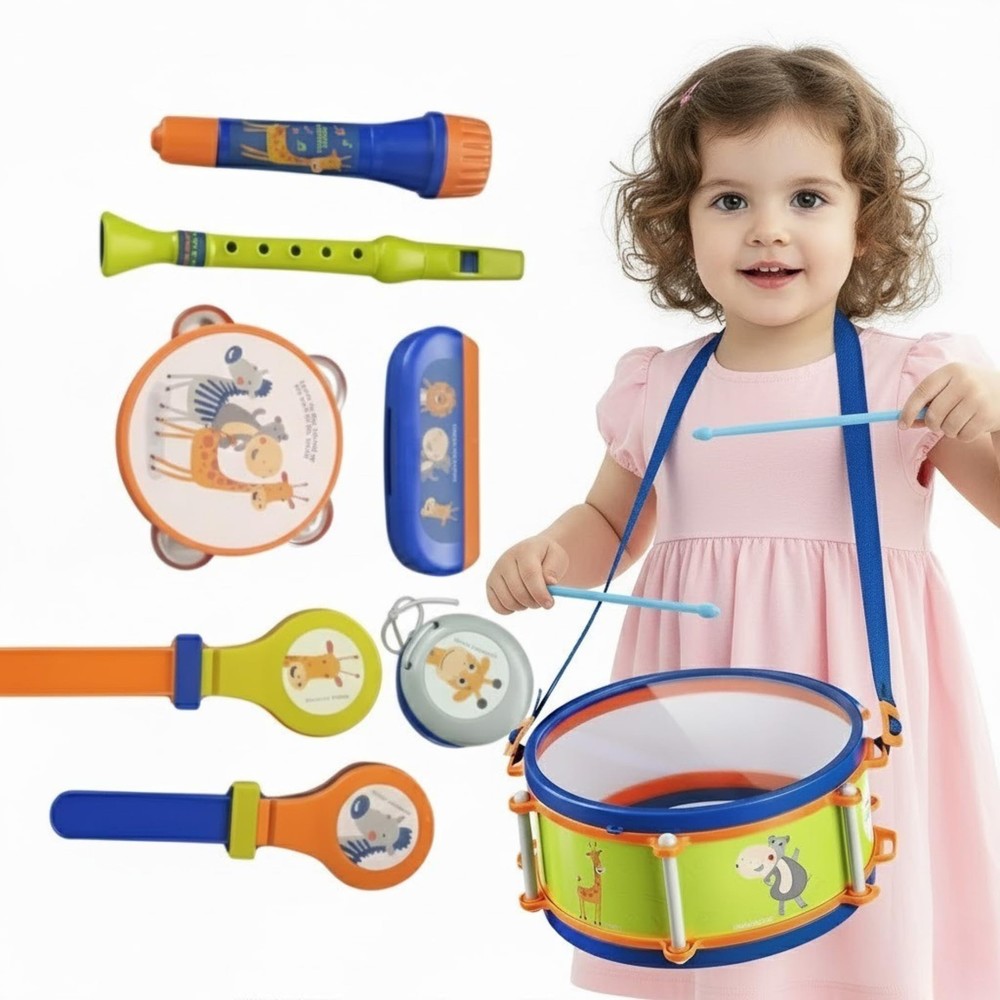LITTLE FUN TIMES Musical Instruments Toys, Drum Set, Percussion, Harmonica, M...
