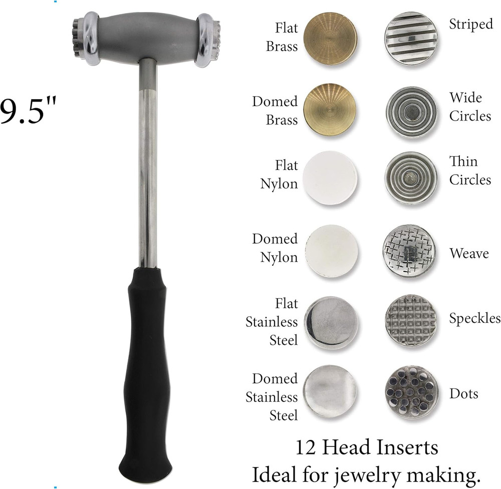 Beadsmith Interchangeable Texture Hammer - 12 Faces for Metal Texturing