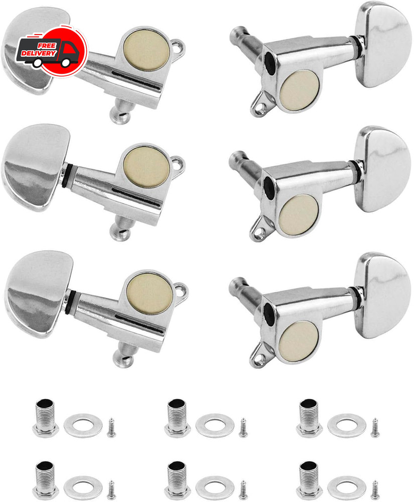 6Pack (3R+3L) Guitar String Inline Tuning Pegs Tuners Keys Machine Heads Chrome