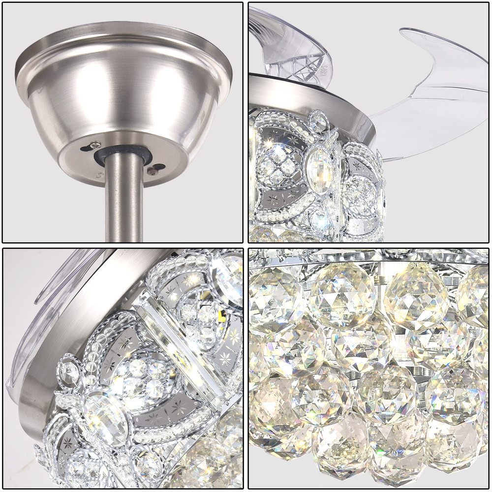 42" Ceiling Fan With Crystal Accents & Remote Control