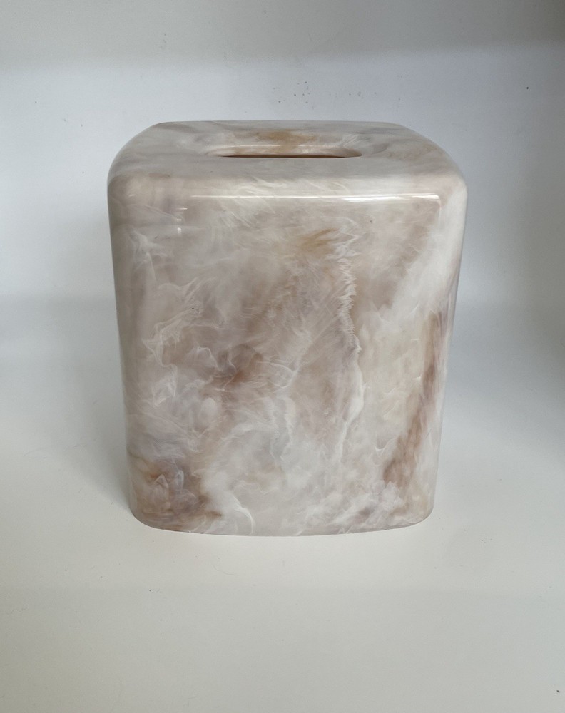 Acrylic Swirled Marbled Tissue Box Cover Holder Square MCM Plastic
