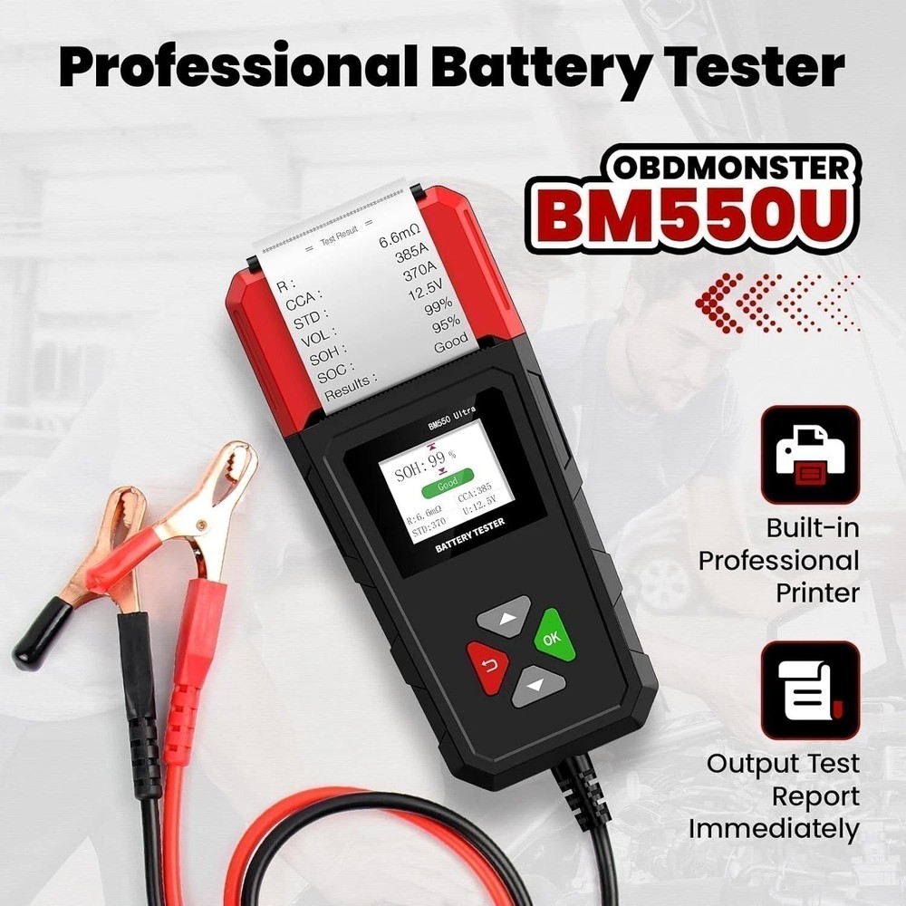 12/24 V Hand Held Battery-Electrical System Tester w/ Printer