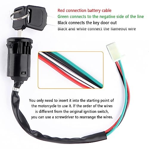 Ignition Switch with Key,Standard 4 Wire Ignition Lock Cylinder Fit for 50