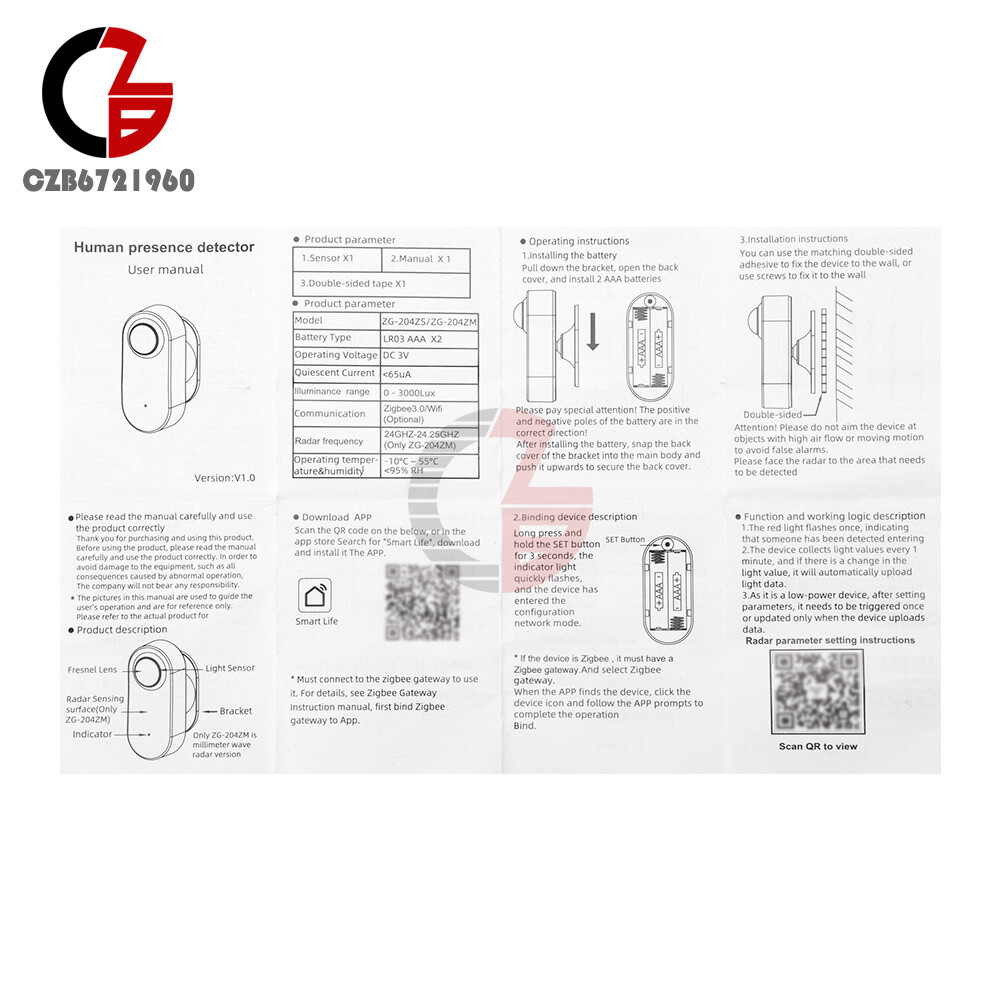 Tuya Zigbee Millimeter Radar Wave Human Presence Detect Sensor PIR Motion Sensor