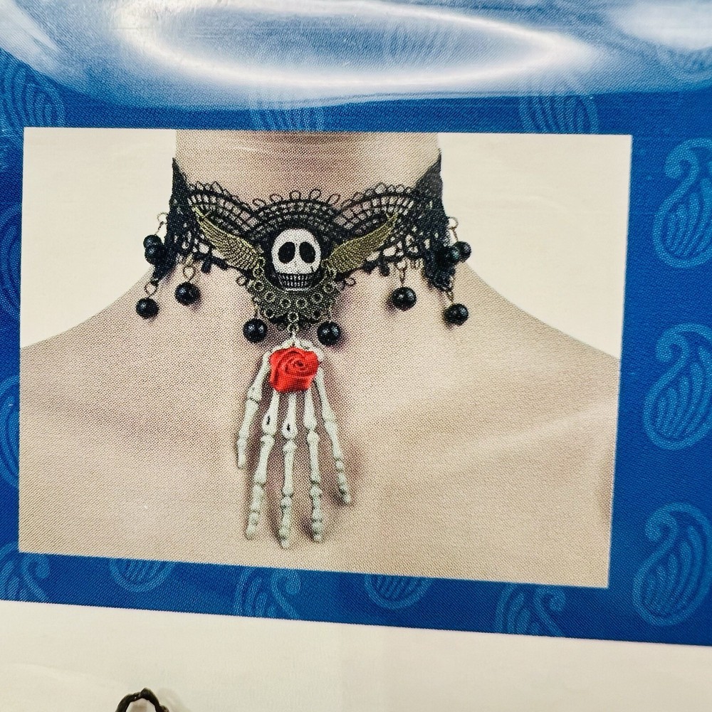 Witch Choker - Lace - Skull - Hand - Costume Accessory