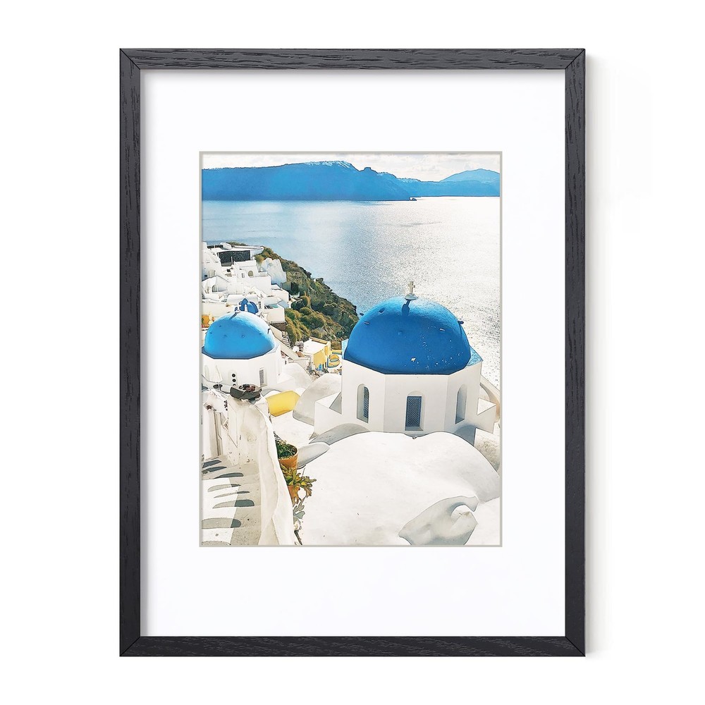 12x16 Picture Frame with Mat for 8.5x11, Solid Oak Wood Frame w/Tempered Real...