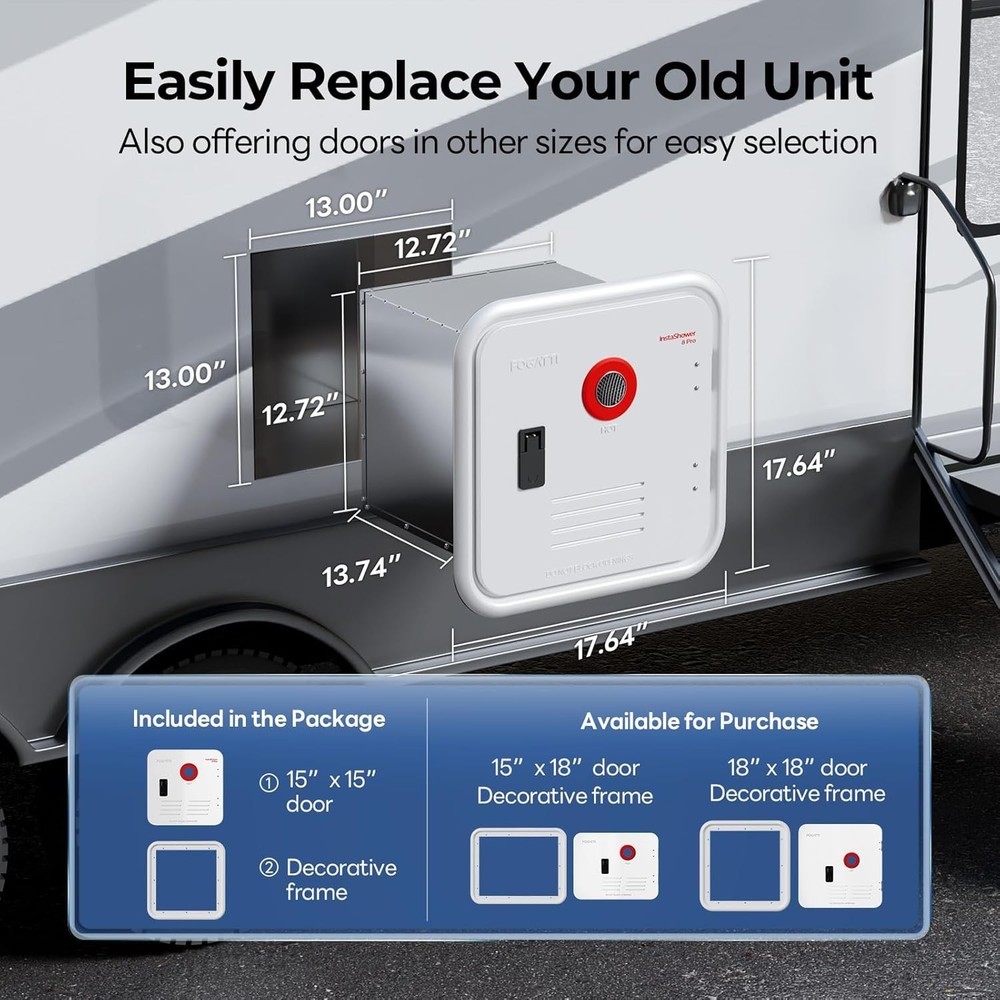 FOGATTI 8.5L RV Tankless Water Heater 60,000 BTU Camper Hot Water Heater w/ Door
