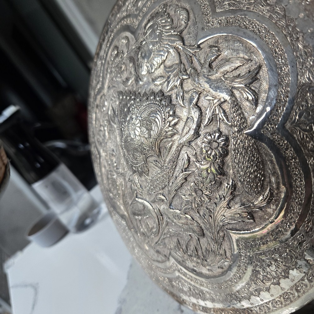 Large Beautiful Middle Eastern Silver Dome Top Round Box