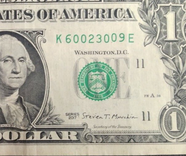 Gas Pump Turn Digit Serial Number Misprint Raised 09 Error Note Series 2017