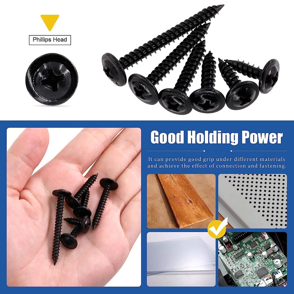 Modified Truss Head Self piercing sharp point Screws #8x 1/2"- 3" K-Lath Black