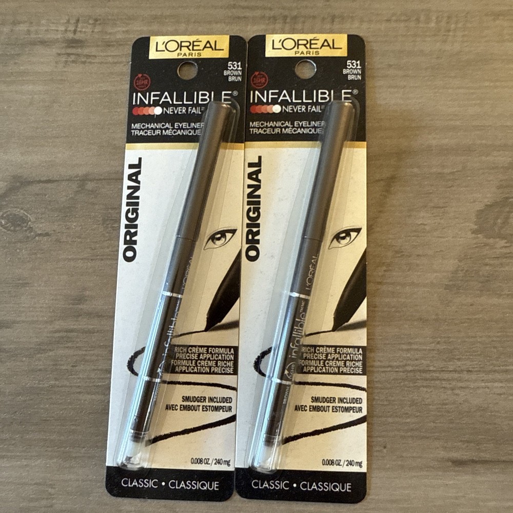 2 L'Oreal Infallible Never Fail Eyeliner Brown #531 .08 oz