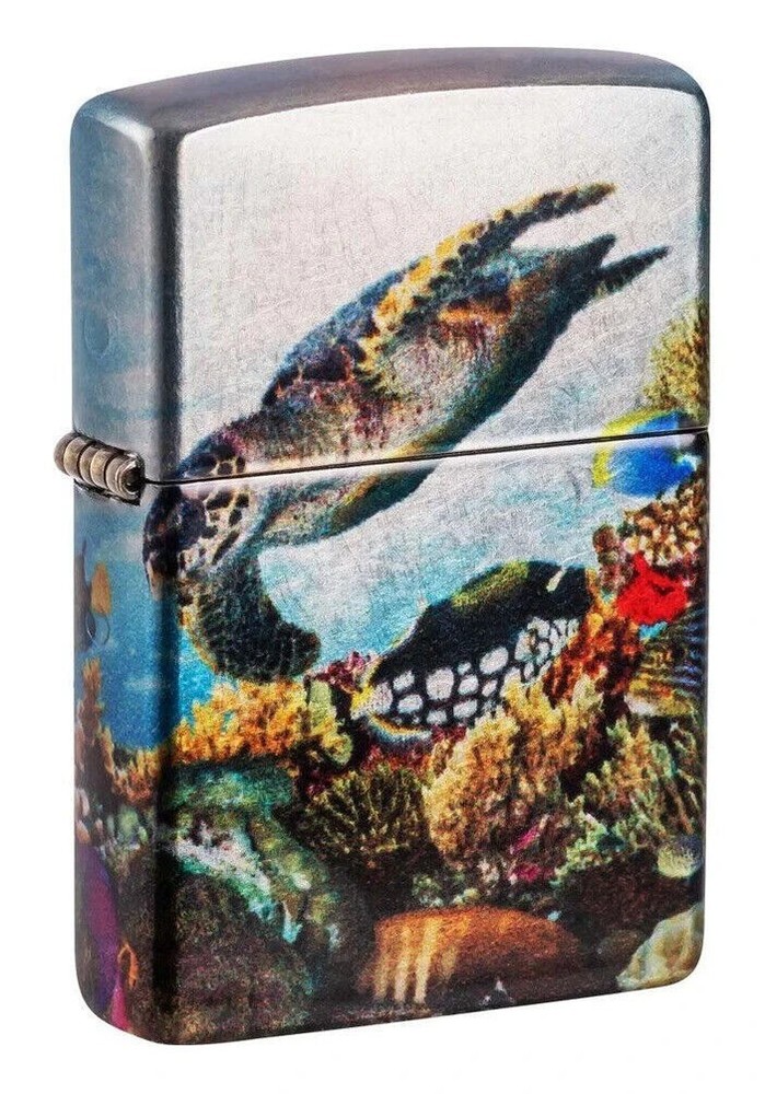 Amazing Multi Sided Deep Sea Life Turtle  Zippo Lighter