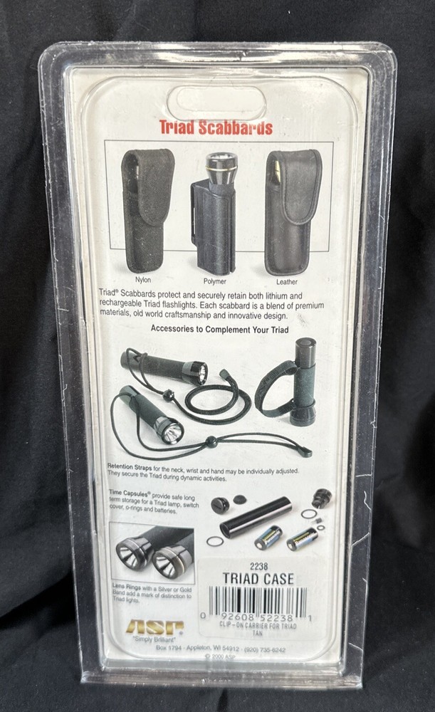 ASP Triad Scabbards Clip-On Carrier Flashlight Case Leather