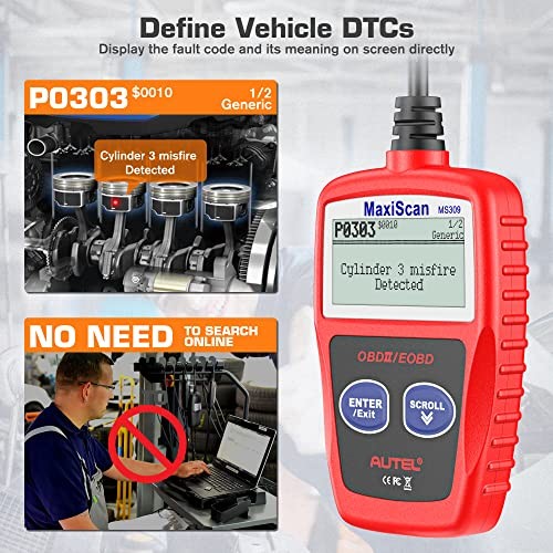 MS309 Universal OBD2 Scanner Check Engine Fault Code Reader - Clear