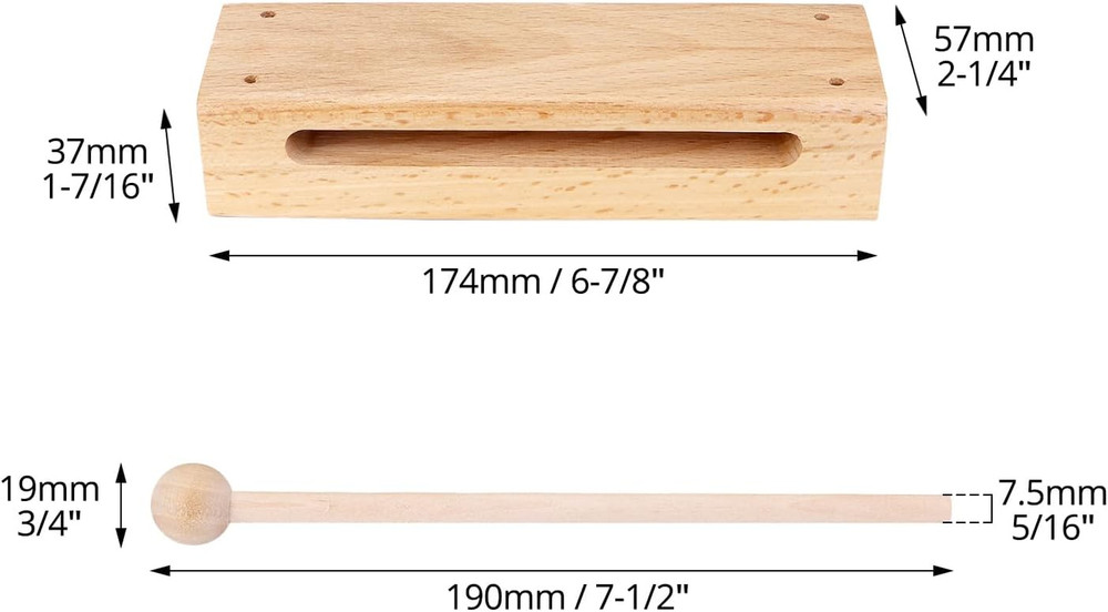 2-Pack Beech Wood Percussion Blocks with Mallets Rhythm Instrument Set