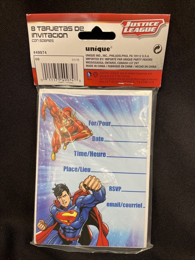 Justice League Party Invitations [8 per Pack]