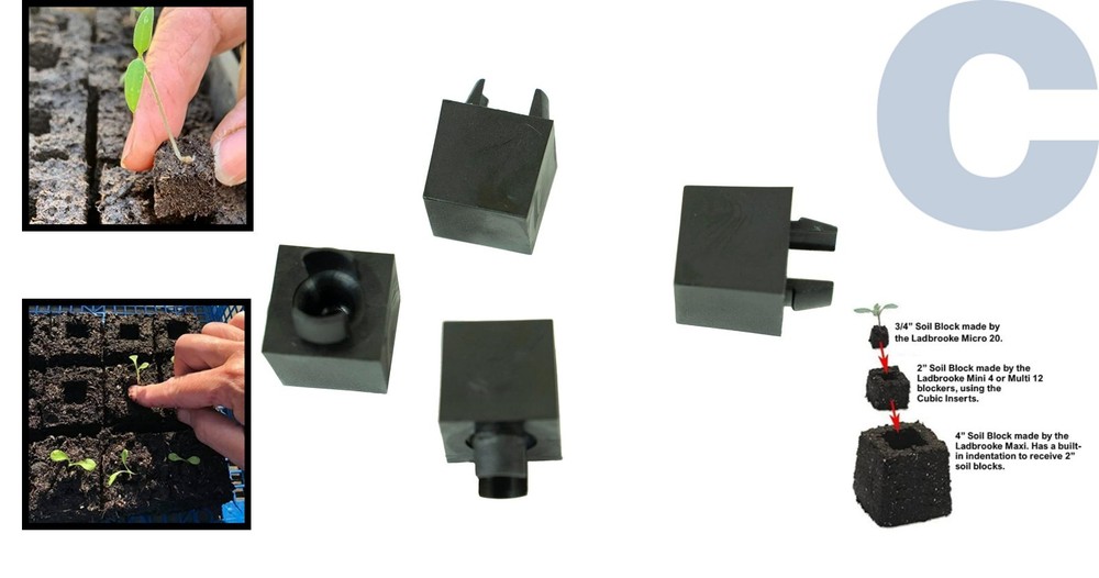 4-Pack Durable Snap-In Cubic Inserts for Efficient Soil Blocking Techniques