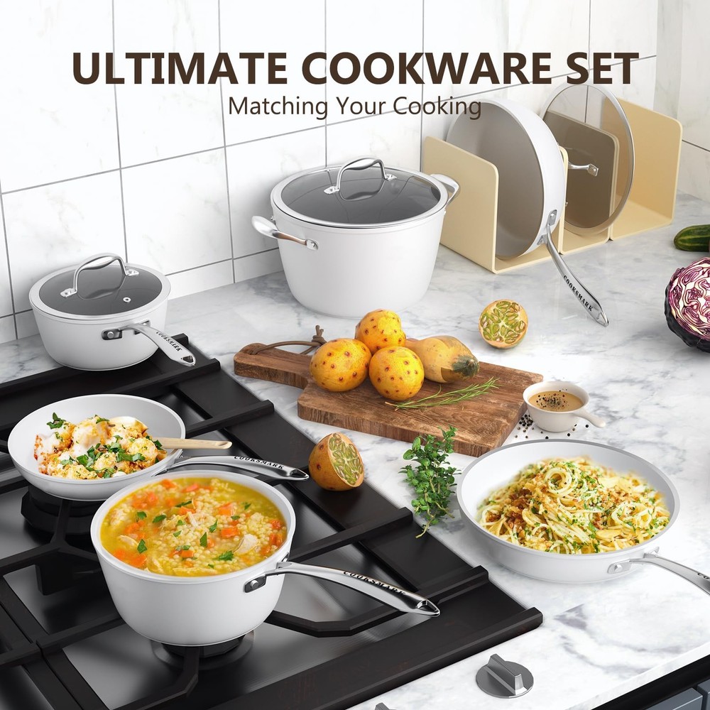 Nonstick Ceramic Cookware Set Induction & Dishwasher Safe Scratch-Resistant Pots