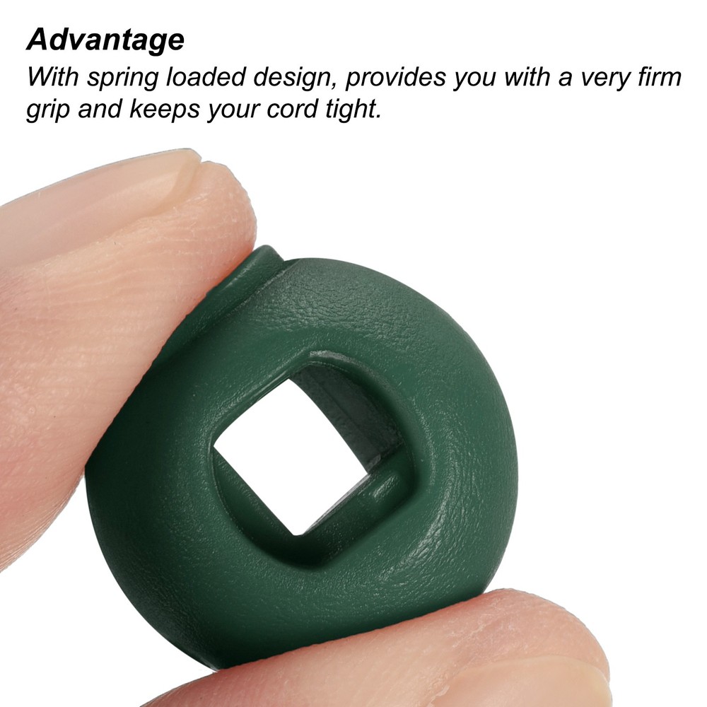 Cord Locks, 30 Pack Ball Spring Toggle Stopper, Dark Green