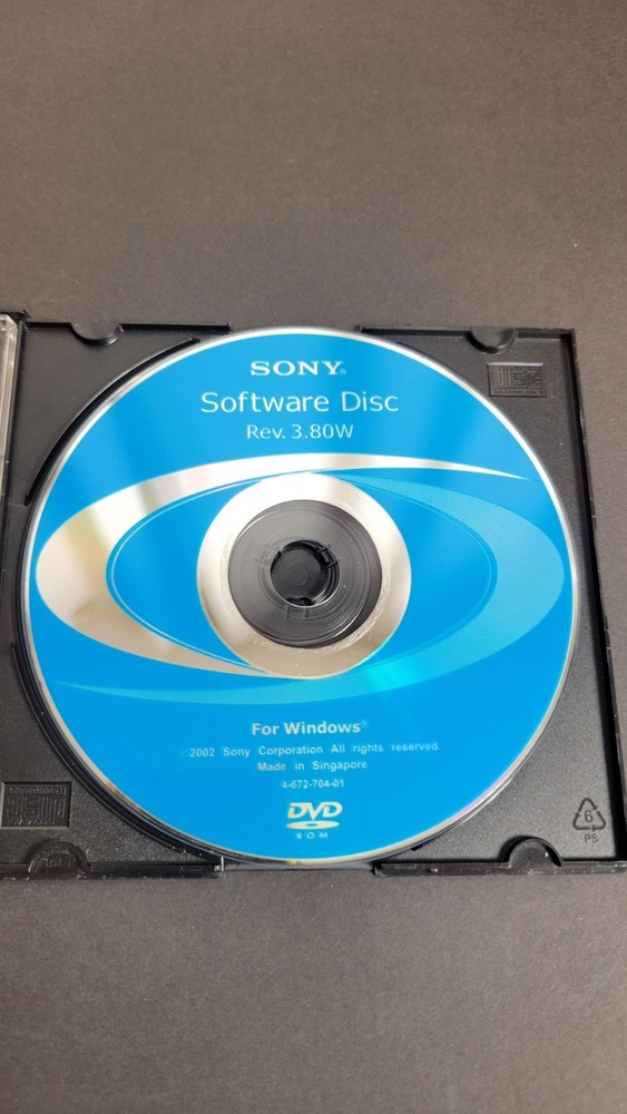 Sony Software Disc Rev. 3.80W DVD-ROM 2002 for Windows Drivers Utilities