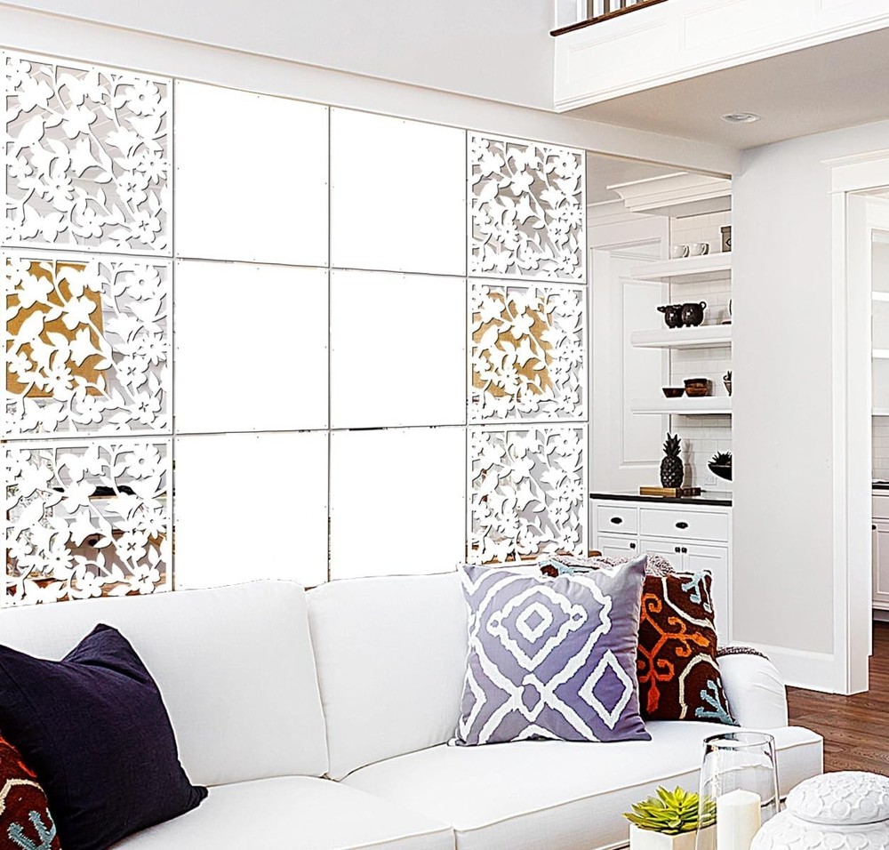 Hanging Room Divider Panel, 12 Pieces White Screen Panels Solid Board Cut Roo...
