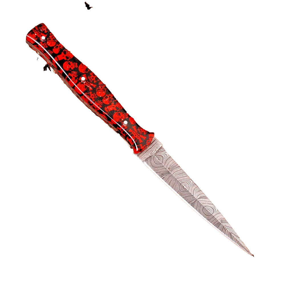 Handmade Fix Blade Double edge Dagger knife Boot Punisher Skull DESign
