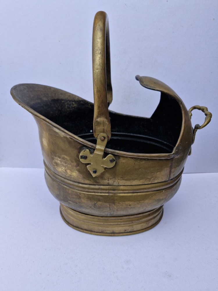 Vintage Large Helmet Brass Coal Scuttle