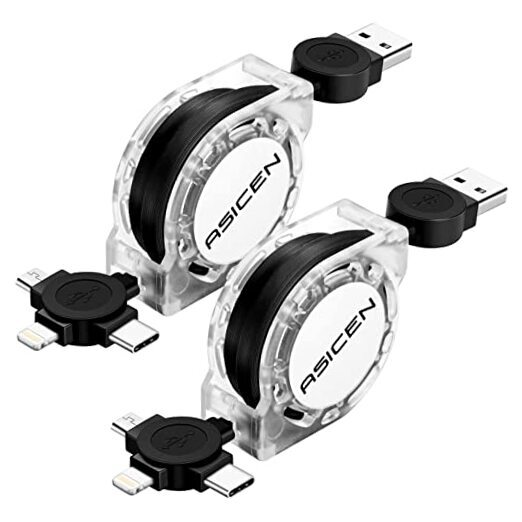 3.3ft 2Pack Retractable Multi Fast Charging Cord, 3 in 1 Multi Charger Cable