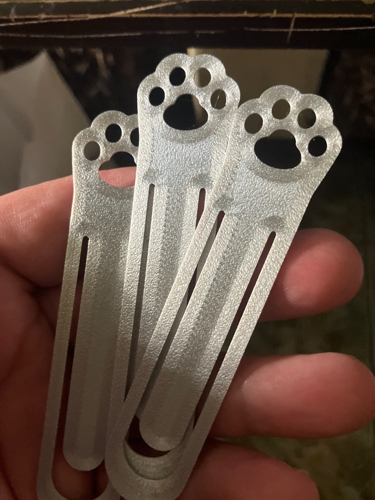 3 pc PLA silver paw mark bookmarks