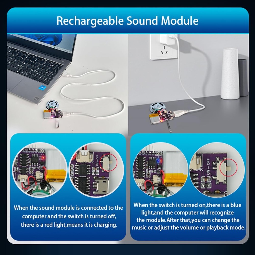 MP3 Music Sound Chips Voice Module Light Sensor Control Activated16 MB Sound ...
