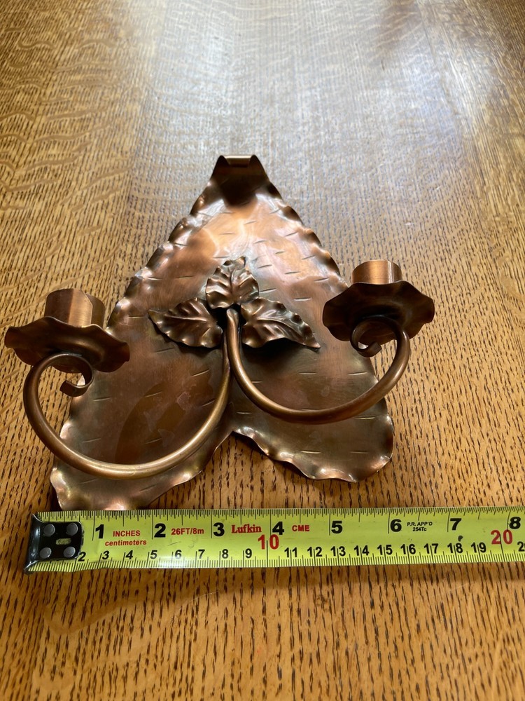 Vintage Hand Hammered Copper Gregorian Copper Wall Sconce Handmade Candlestick