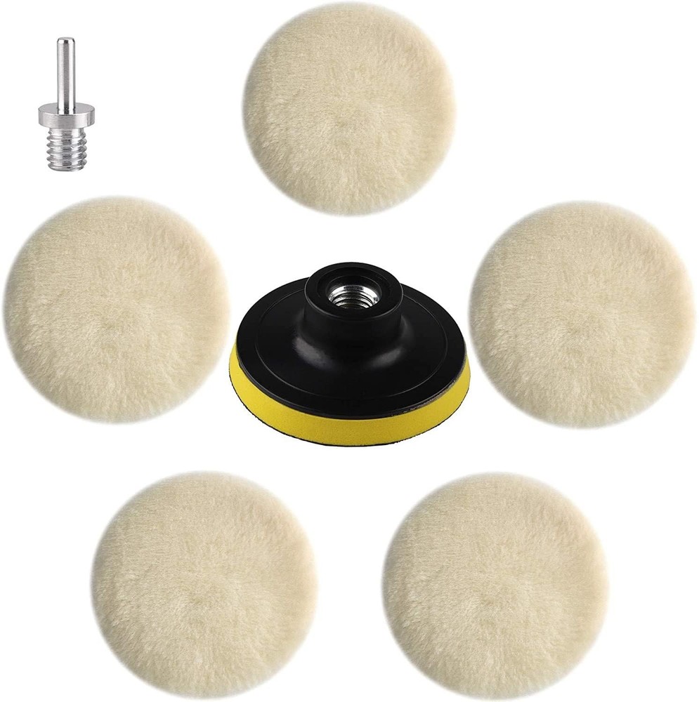 3 Inch Wool Polisher Buffing Wheel Small Pads Drill Buffer M10 Adapter 7 PCS