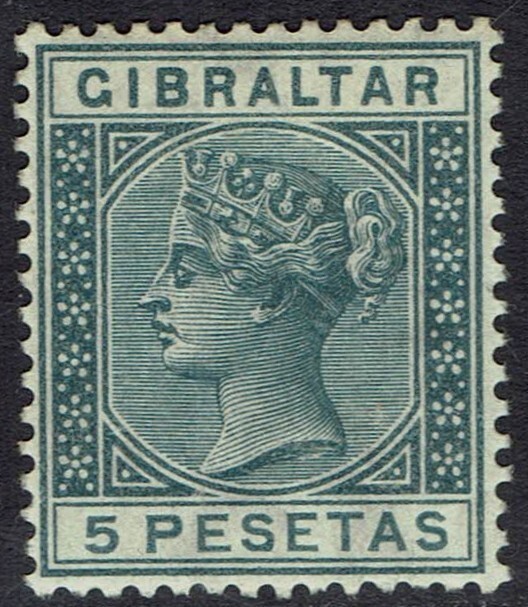 GIBRALTAR 1889 QV 5 PESETAS