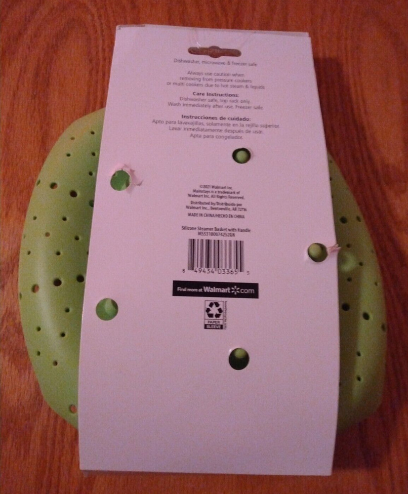 Mainstays Green Silicone Steamer Basket With Handle