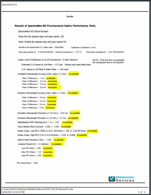 Molecular Devices SpectraMax M2 Microplate Reader TESTED with VALIDATION