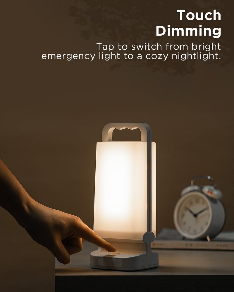 Solar Camping Lantern, Rechargeable Battery Powered White, White