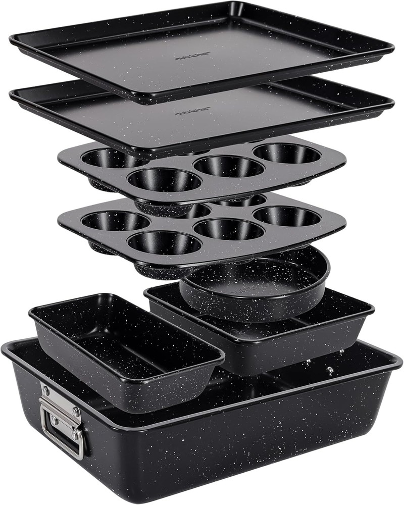 8-Piece Stackable Bakeware Set Carbon Steel Non-Stick Baking Pan Set Includes