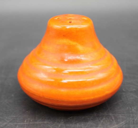 Bauer Pottery Orange Ringware Salt Pepper Shaker Vintage Low