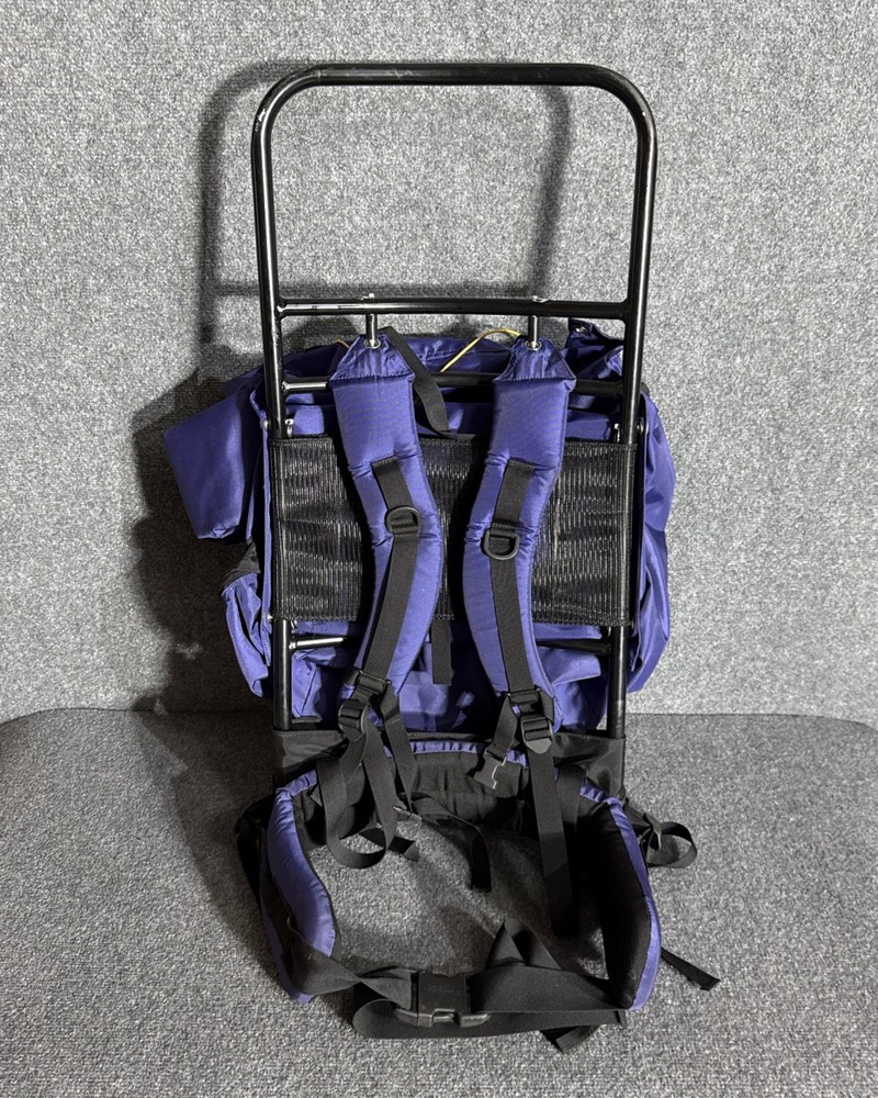 Rokk Bristlecone External Frame Hiking Backpack Blue Trail Camping Pack