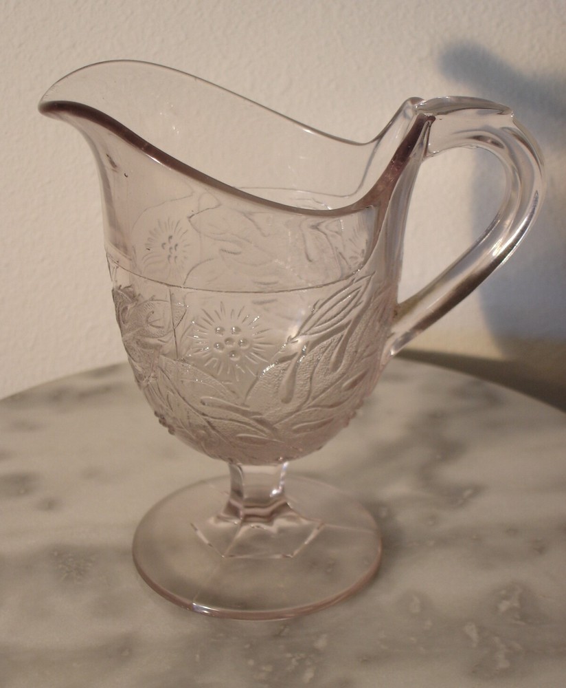 EAPG Windflower Clear crystal footed Creamer